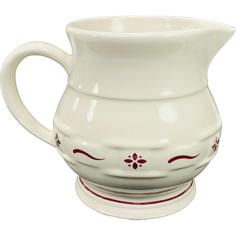 Longaberger Pottery JUICE‎ PITCHER Woven Traditions Red 1 Quart 5.5"